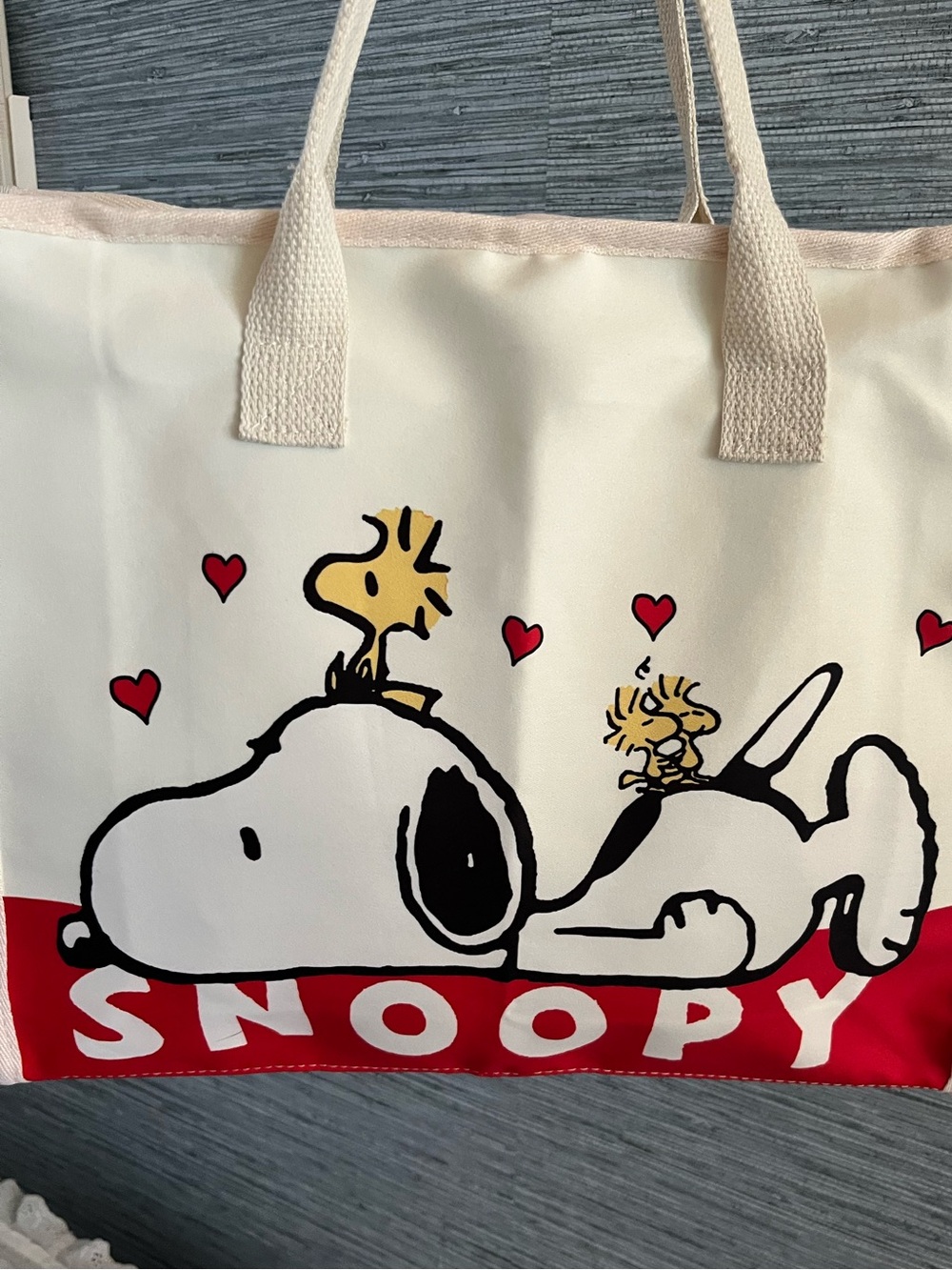 Peanuts Cream and Red Snoopy Canvas Tote - Picture 2 of 8